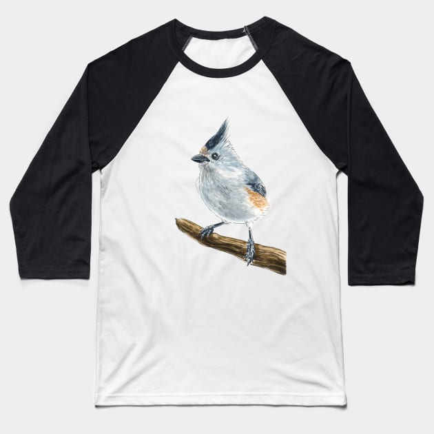 Titmouse bird watercolor Baseball T-Shirt by katerinamk